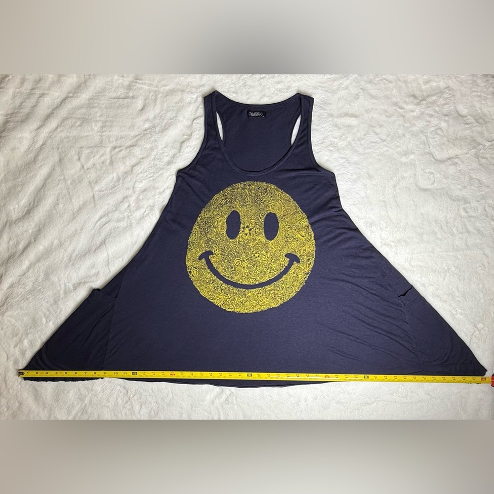 Lauren Moshi Navy Tank with Yellow Paisley Smile - Picture 7 of 12